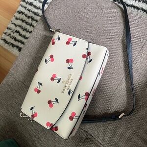 Kate Spade Cream and Black Crossbody Bag with Floral Design
